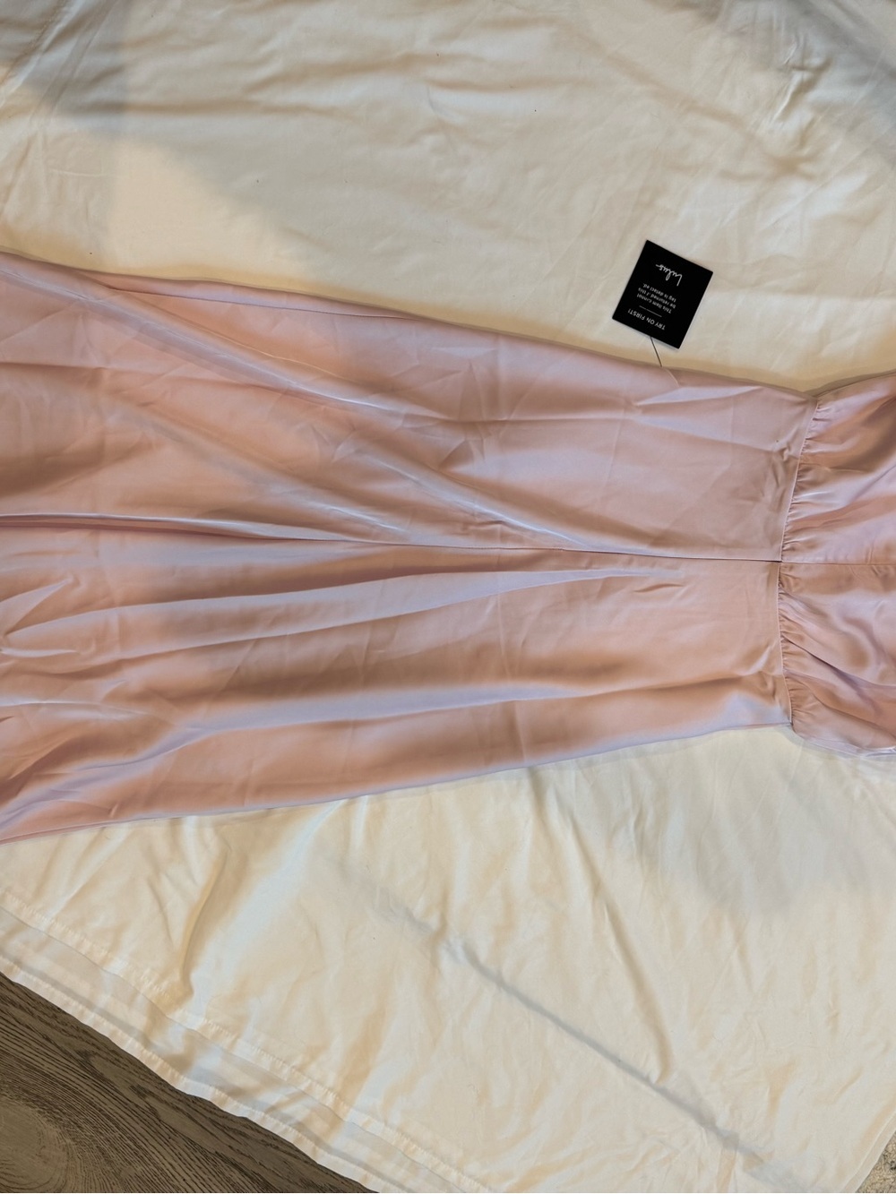 Lulus Blush Satin Asymmetrical Shoulder Midi Dress | Elegant Occasion Dress - XS - Picture 4 of 10